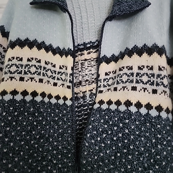 Susquehannah Trail Outfitters Women's Size Large Full Zip Cardigan Cream Blue - Picture 5 of 6